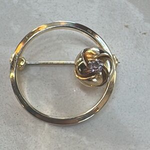 Elegant Gold tone Brooch w/Crystal Amethyst Rose Bud. Great gift for sweetheart!
